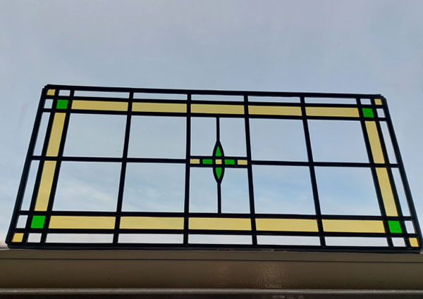 glas in lood raam met echt antiek lamberts glas